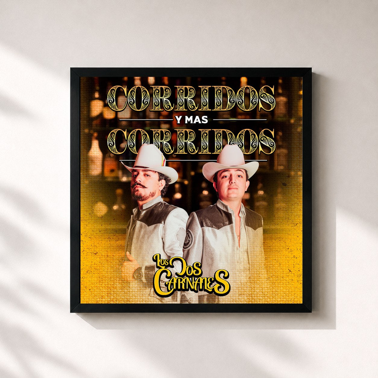 #noir Tableau carré de l'album Corridos y Más Corridos de Los Dos Carnales, cadre noir 32x32 cm