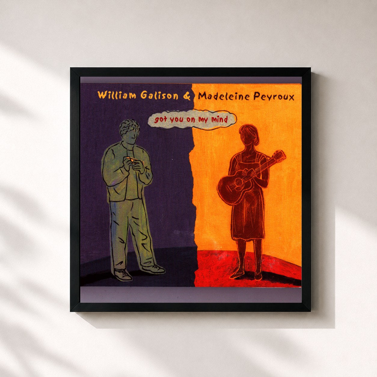 #noir Tableau carré de l'album Got You on My Mind de Madeleine Peyroux, cadre noir 32x32 cm