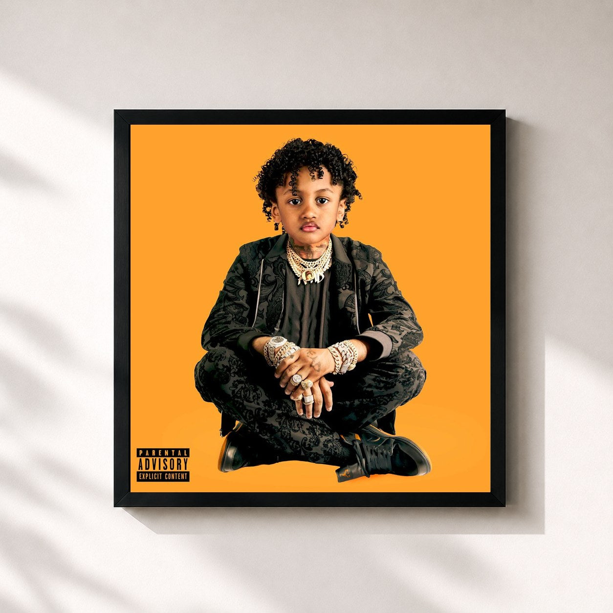 #noir Tableau carré de l'album Evolution de Joyner Lucas, cadre noir 32x32 cm