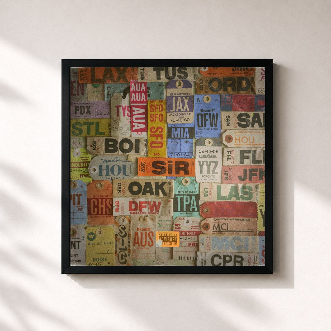 #noir Tableau carré de l'album Chasing Summer de SiR, cadre noir 32x32 cm