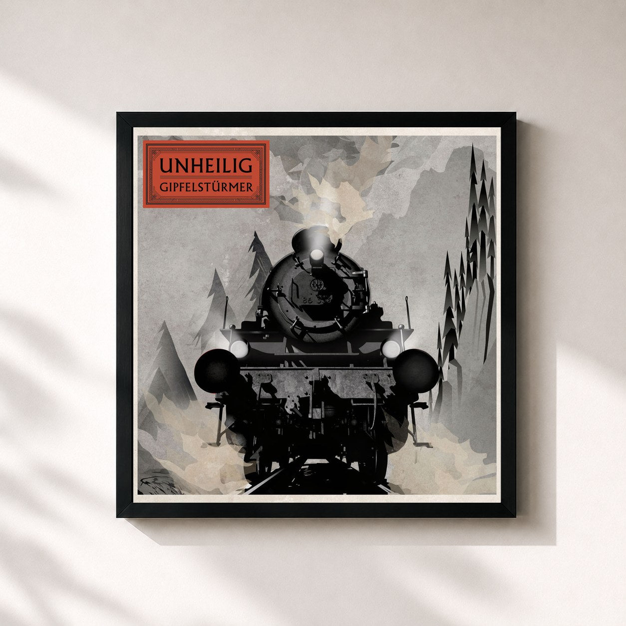 #noir Tableau carré de l'album Gipfelstürmer (Deluxe) de Unheilig, cadre noir 32x32 cm