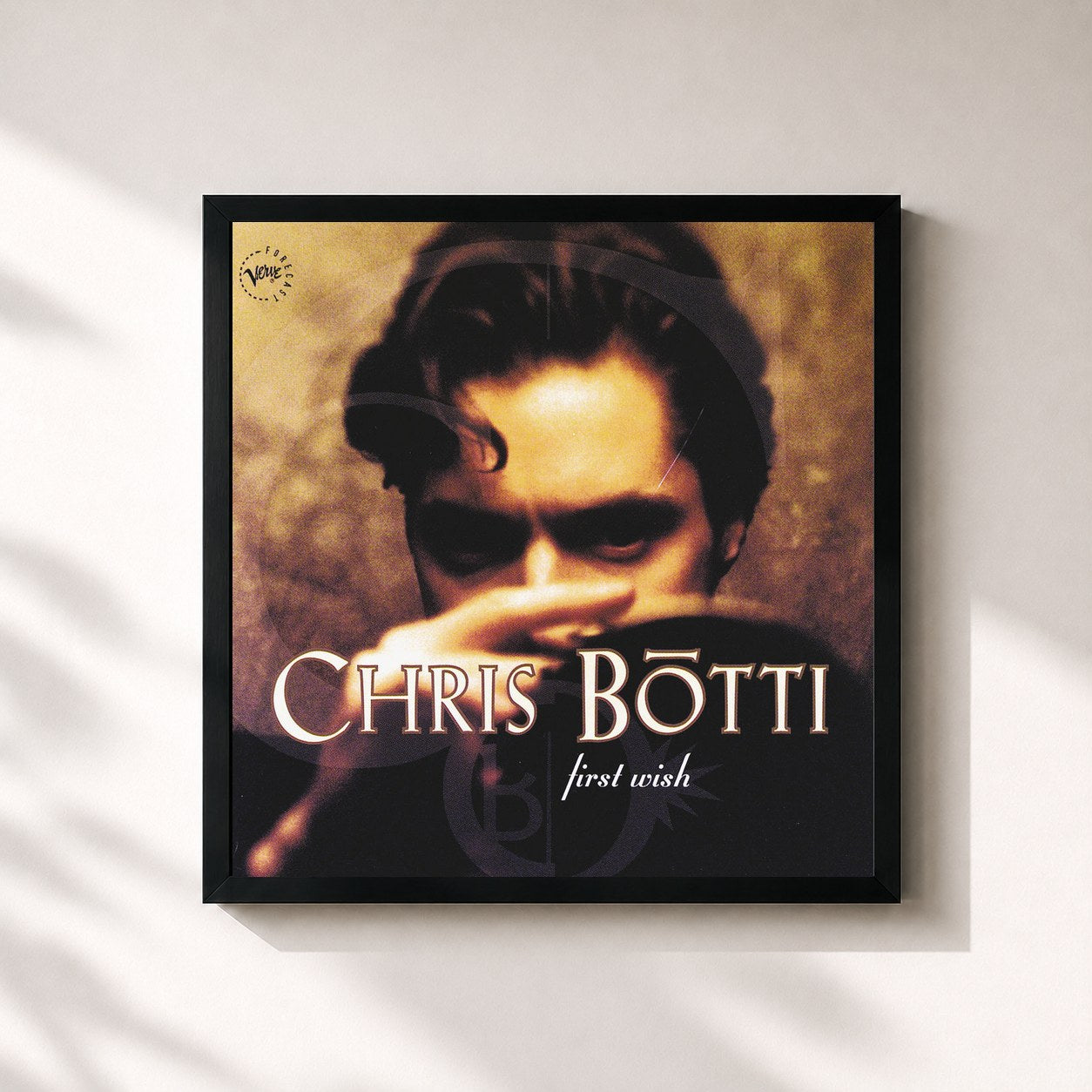 #noir Tableau carré de l'album First Wish de Chris Botti, cadre noir 32x32 cm
