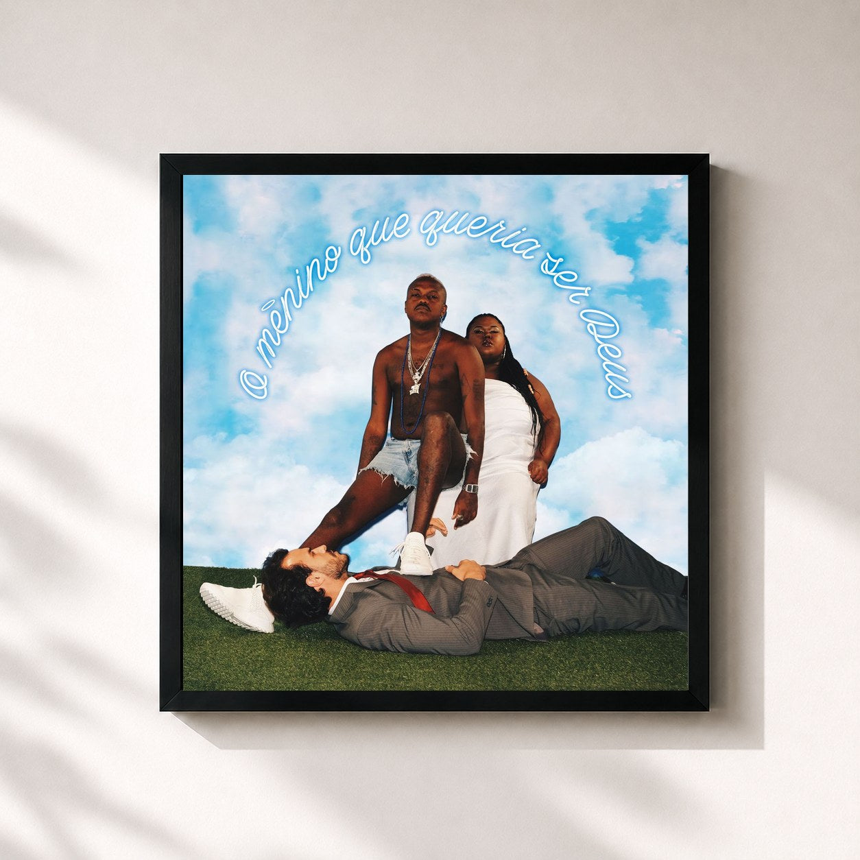 #noir Tableau carré de l'album O MENINO QUE QUERIA SER DEUS de Djonga, cadre noir 32x32 cm