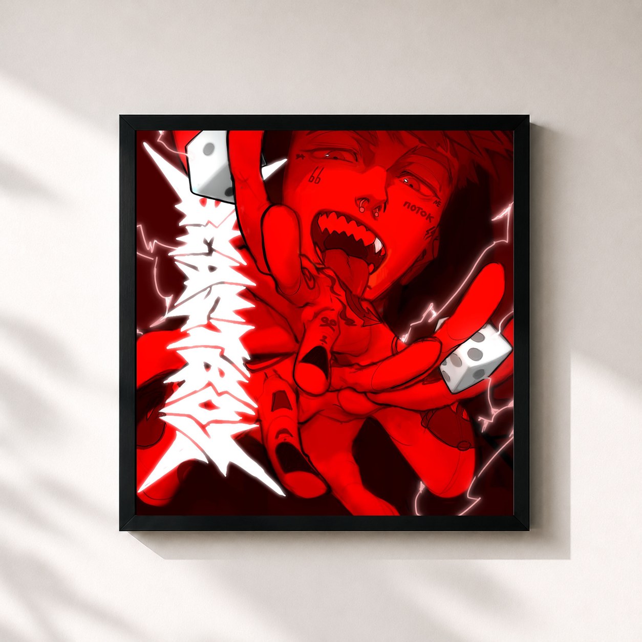 #noir Tableau carré de l'album HUMANOID-FLAMETHROWER de beastboy  , cadre noir 32x32 cm