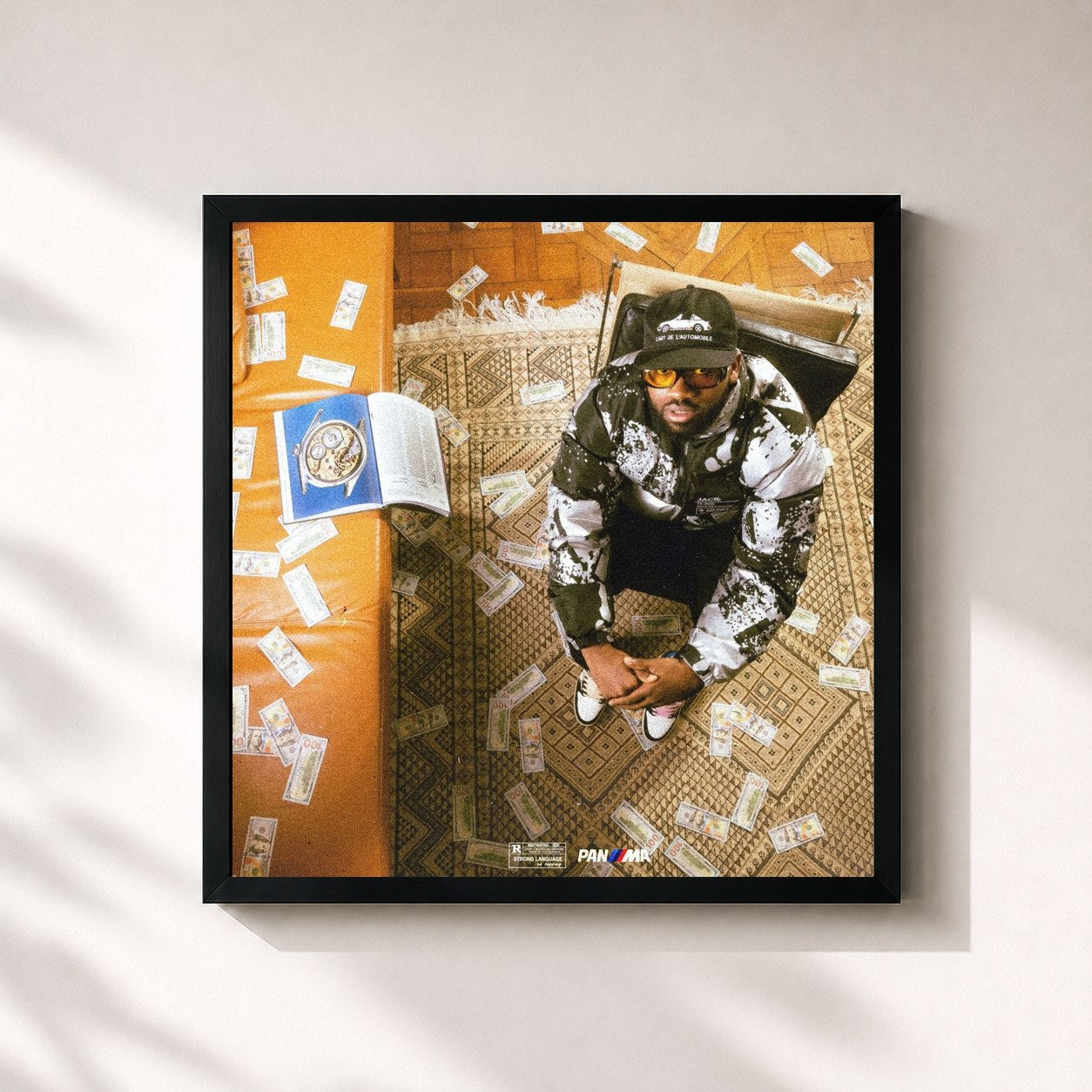 #noir Tableau carré de l'album VERY BAD DRIP 2 de Smeels, cadre noir 32x32 cm