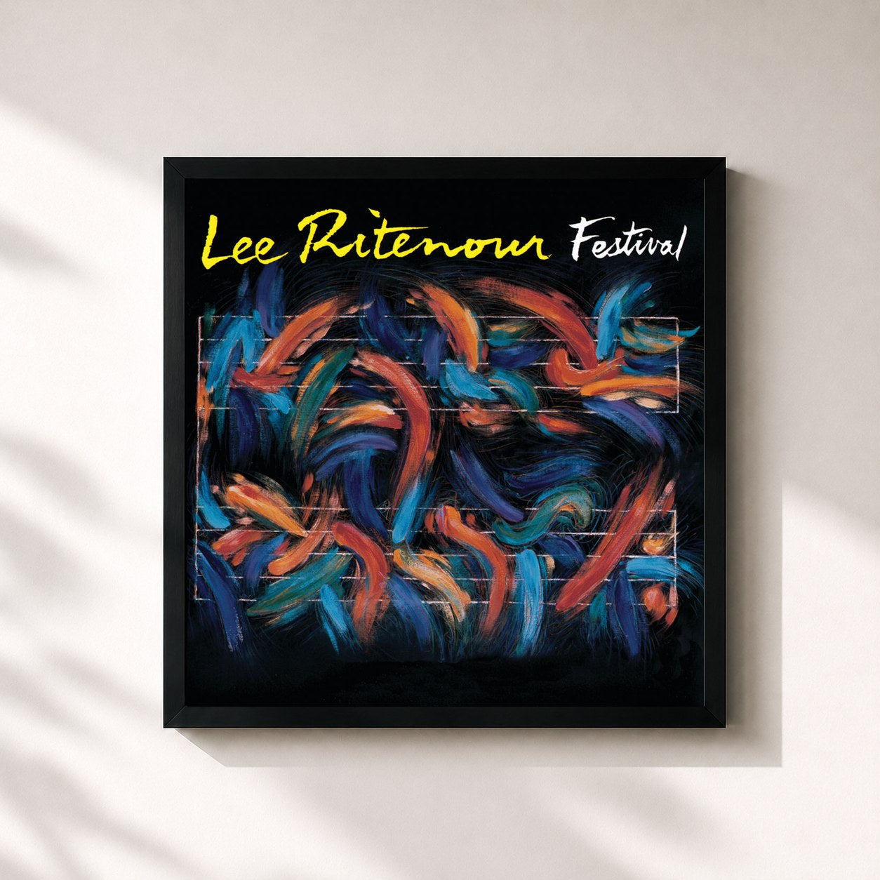 #noir Tableau carré de l'album Festival (Remastered) de Lee Ritenour, cadre noir 32x32 cm