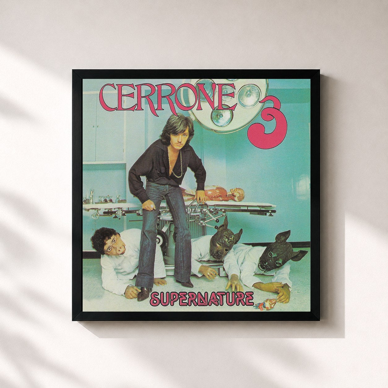 #noir Tableau carré de l'album 3 - Supernature de Cerrone, cadre noir 32x32 cm