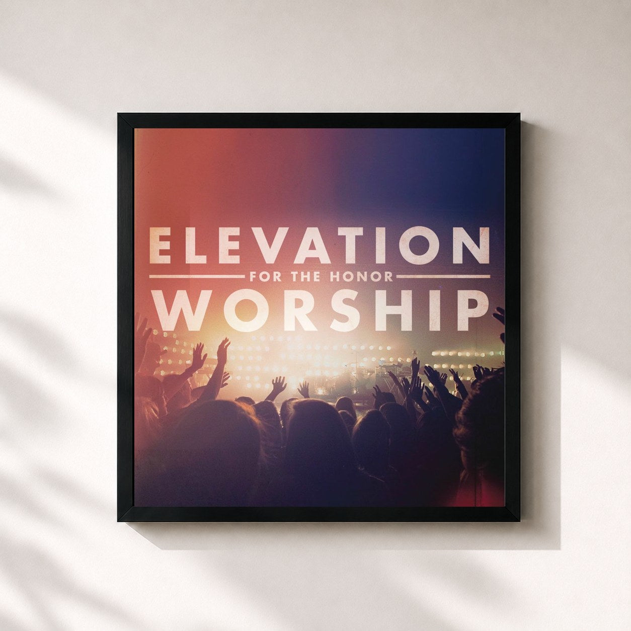 #noir Tableau carré de l'album For The Honor de Elevation Worship, cadre noir 32x32 cm