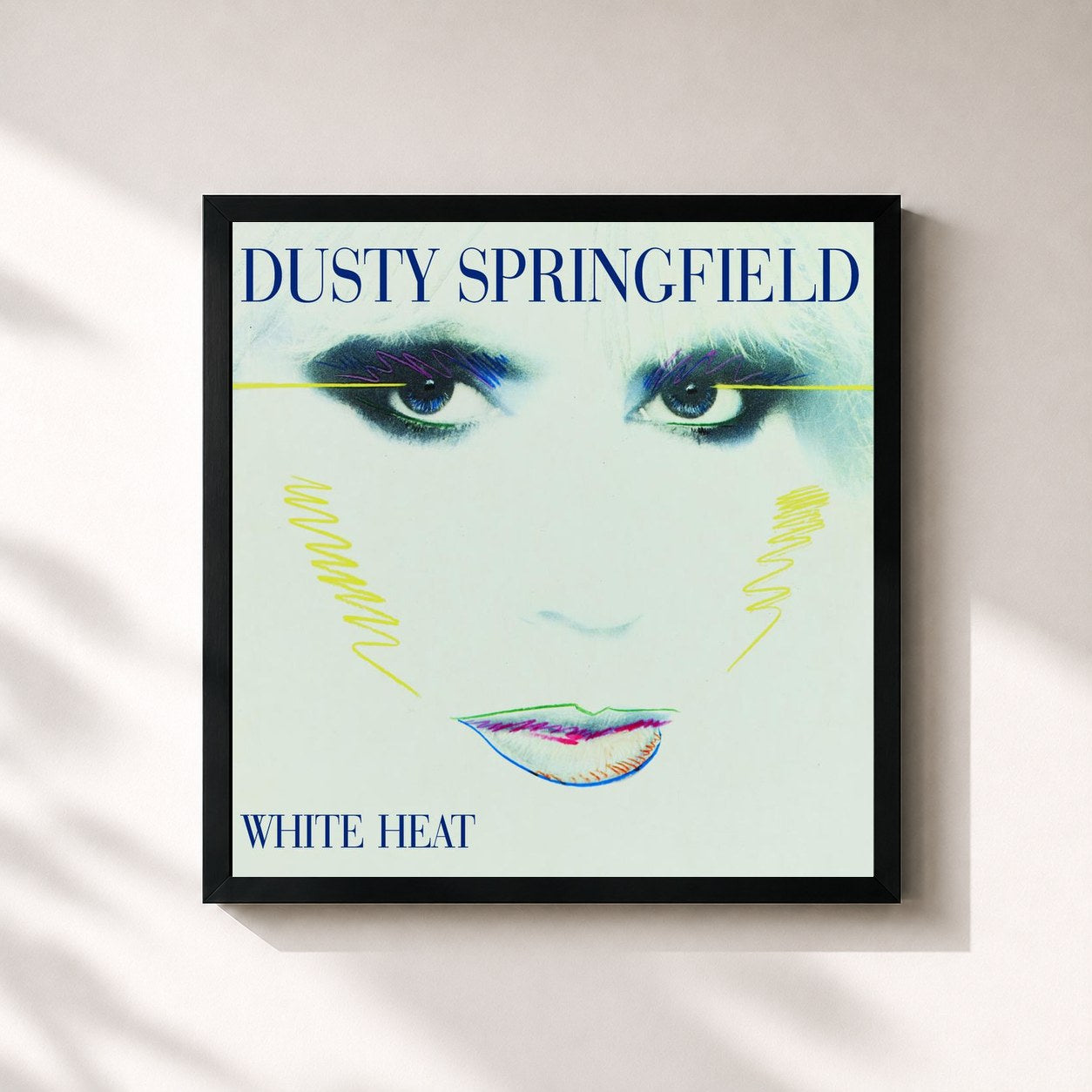 #noir Tableau carré de l'album White Heat (Remastered) de Dusty Springfield, cadre noir 32x32 cm
