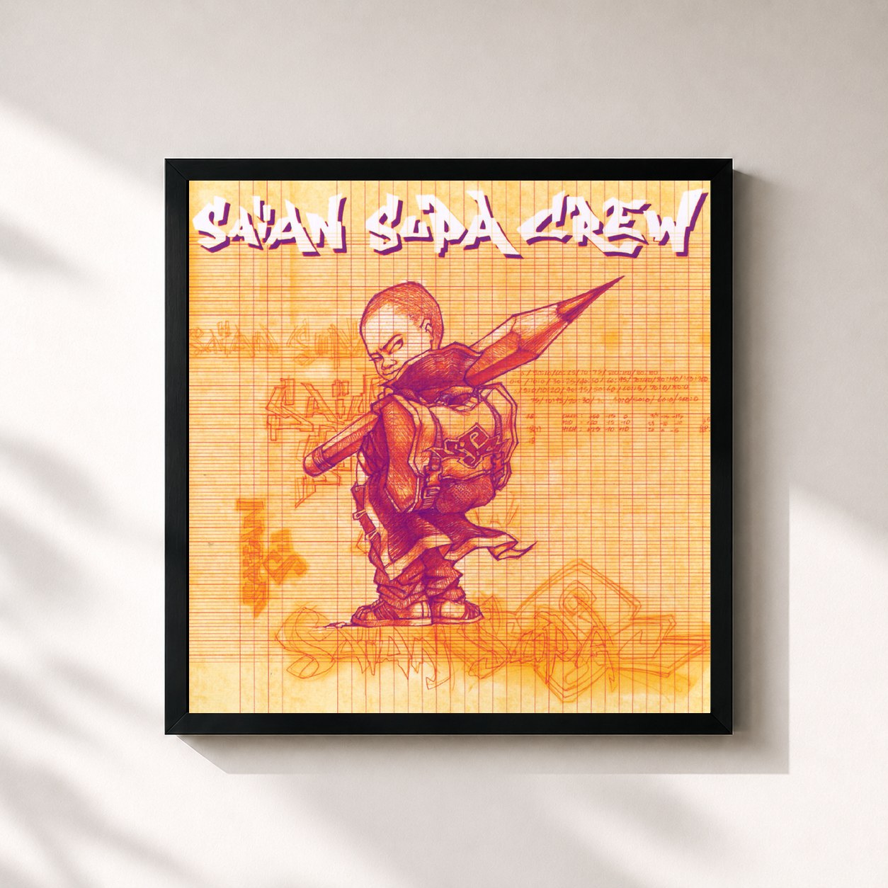 #noir Tableau carré de l'album Saian Supa Crew de Saïan Supa Crew, cadre noir 32x32 cm