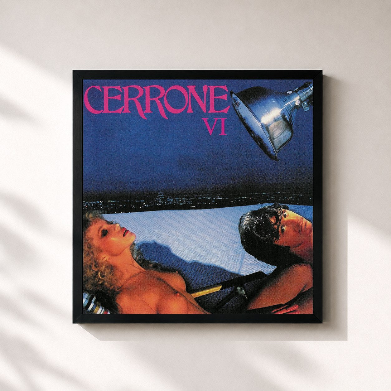 #noir Tableau carré de l'album VI - Panic de Cerrone, cadre noir 32x32 cm
