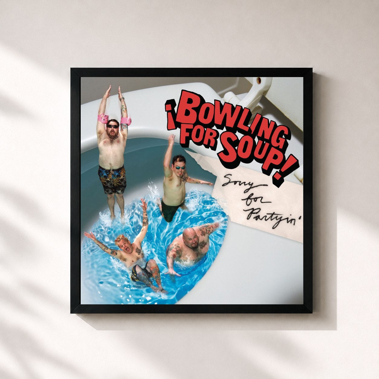 #noir Tableau carré de l'album Sorry For Partyin' de Bowling for Soup, cadre noir 32x32 cm