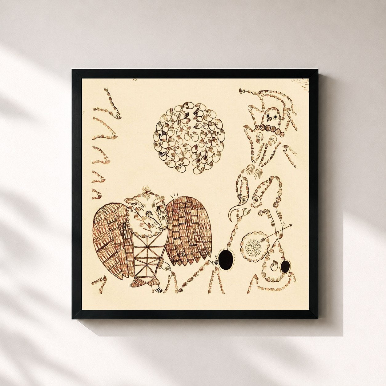 #noir Tableau carré de l'album Rejoicing in the Hands de Devendra Banhart, cadre noir 32x32 cm