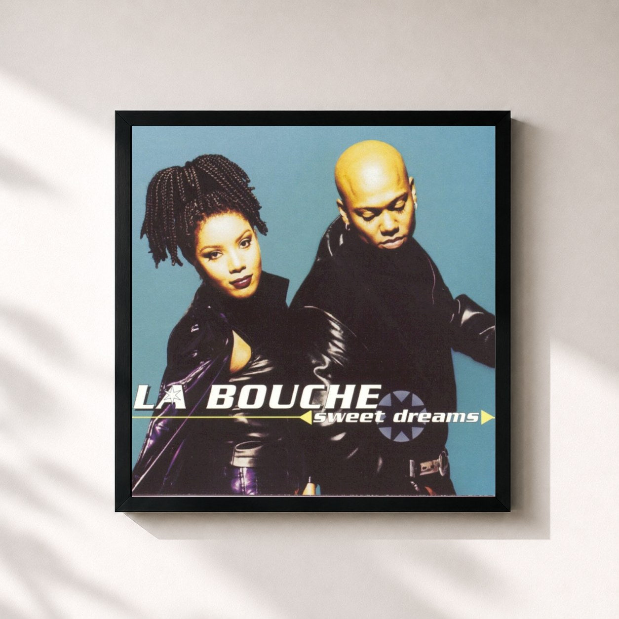 #noir Tableau carré de l'album Sweet Dreams de La Bouche, cadre noir 32x32 cm