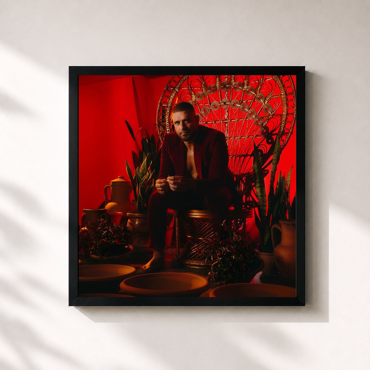 #noir Tableau carré de l'album SAGRADO, Vol 2 de Diogo Nogueira, cadre noir 32x32 cm