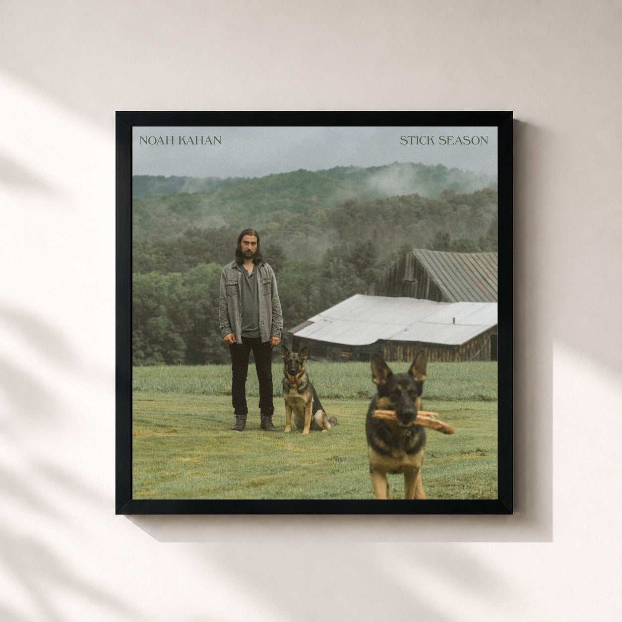 #noir Tableau carré de l'album Stick Season de Noah Kahan, cadre noir 32x32 cm