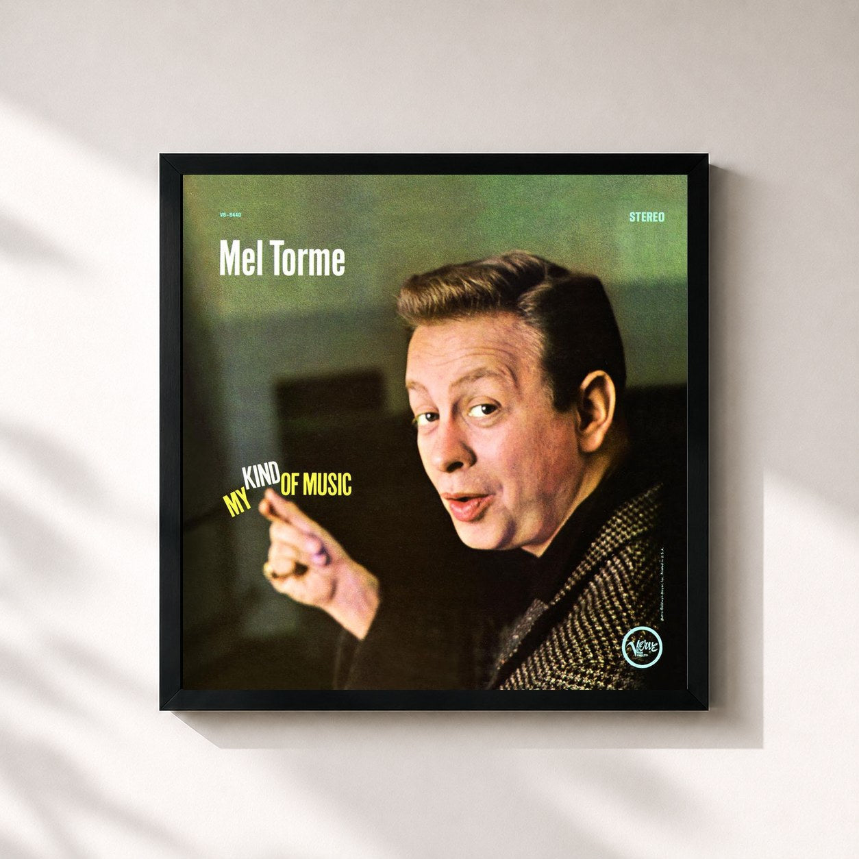 #noir Tableau carré de l'album My Kind Of Music de Mel Tormé, cadre noir 32x32 cm