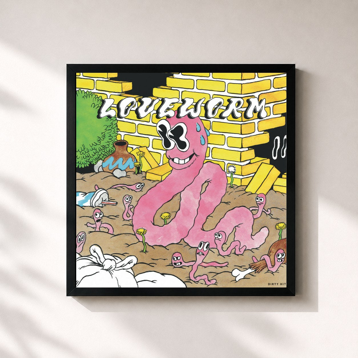 #noir Tableau carré de l'album Loveworm de beabadoobee, cadre noir 32x32 cm