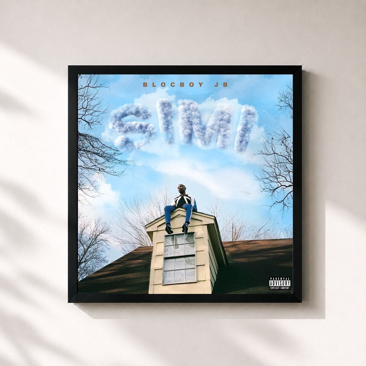 #noir Tableau carré de l'album Simi de BlocBoy JB, cadre noir 32x32 cm