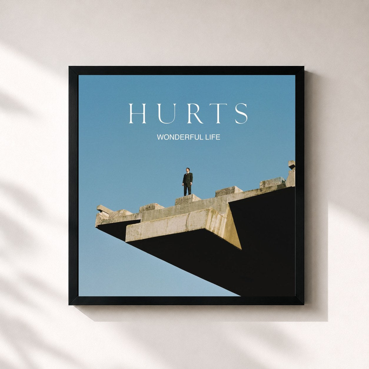 #noir Tableau carré de l'album Wonderful Life de Hurts, cadre noir 32x32 cm