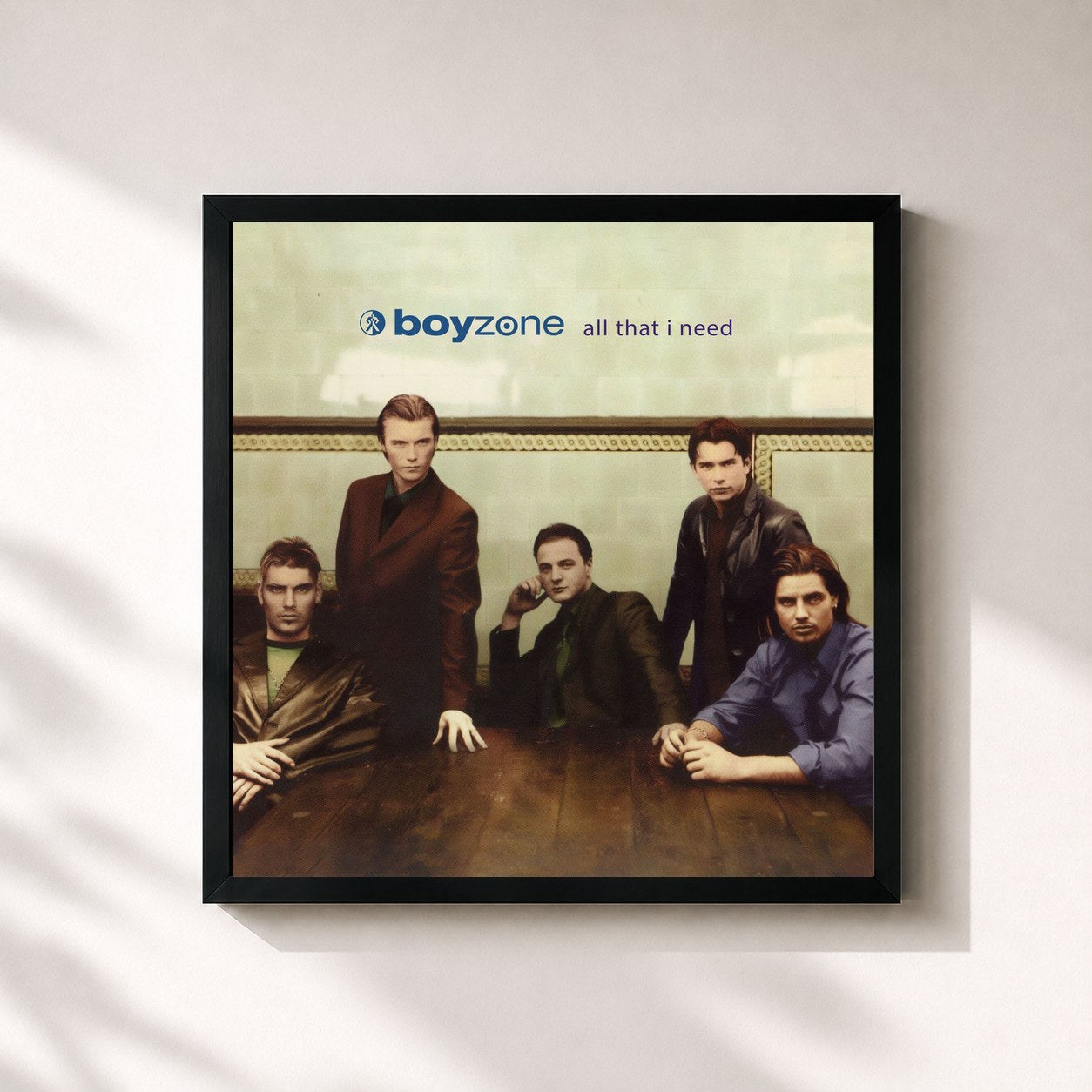 #noir Tableau carré de l'album All That I Need de Boyzone, cadre noir 32x32 cm