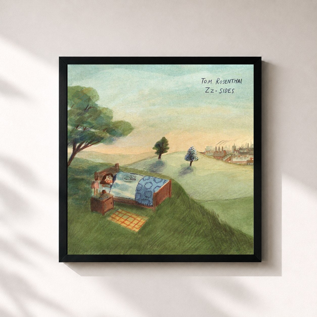 #noir Tableau carré de l'album Zz-Sides de Tom Rosenthal, cadre noir 32x32 cm