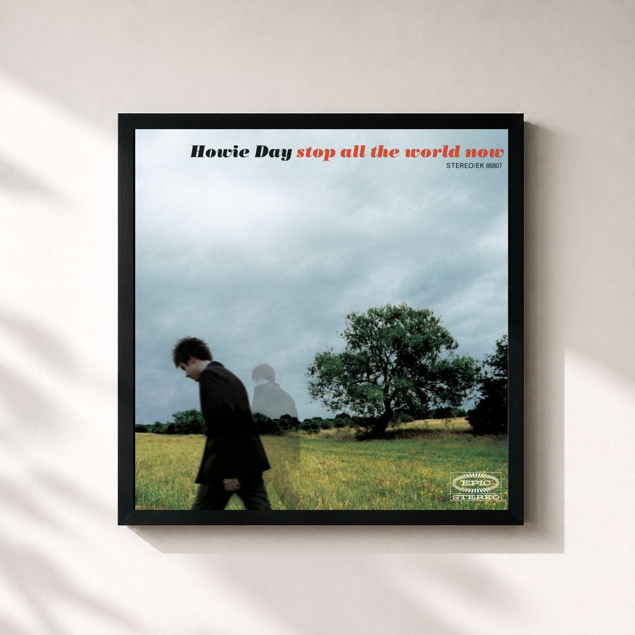 #noir Tableau carré de l'album Stop All The World Now de Howie Day, cadre noir 32x32 cm