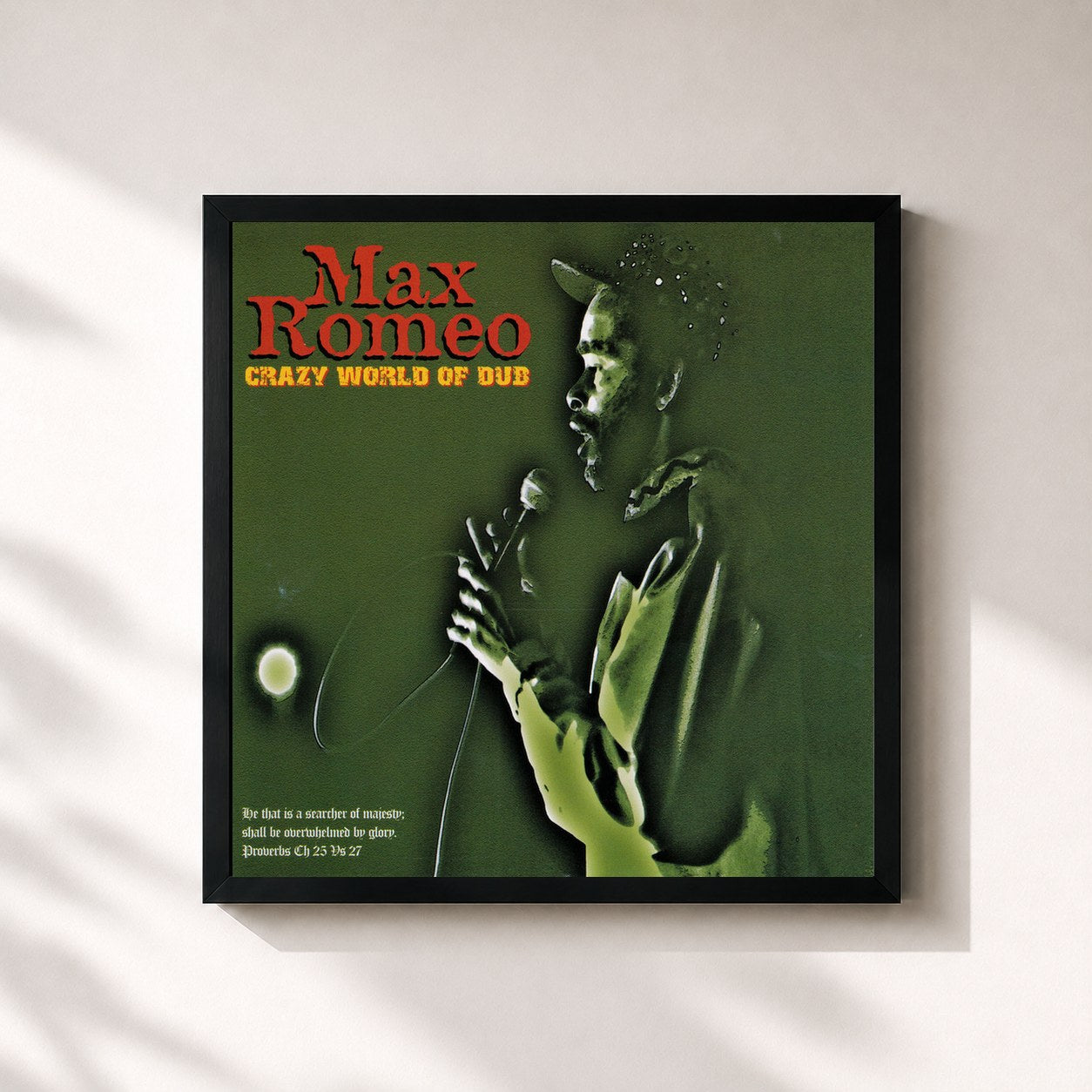 #noir Tableau carré de l'album Crazy World Of Dub de Max Romeo, cadre noir 32x32 cm