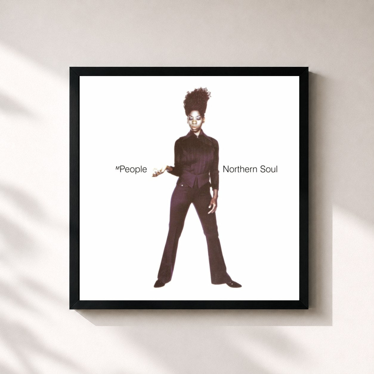 #noir Tableau carré de l'album Northern Soul de M People, cadre noir 32x32 cm