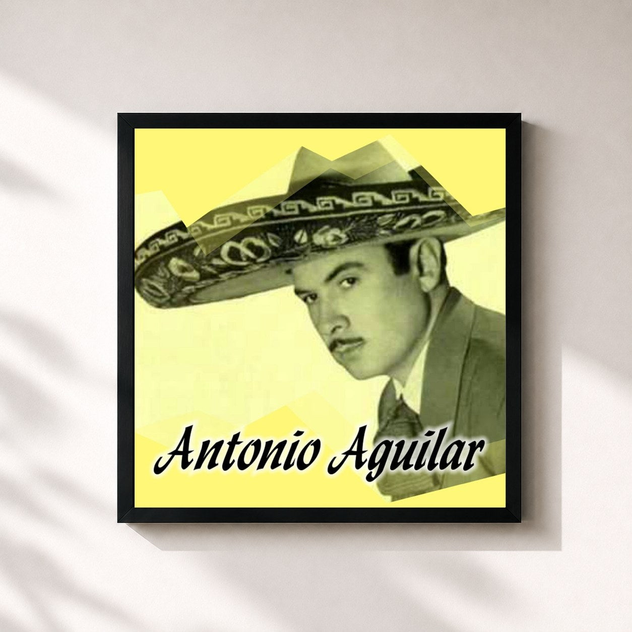 #noir Tableau carré de l'album Antonio Aguilar de Antonio Aguilar, cadre noir 32x32 cm