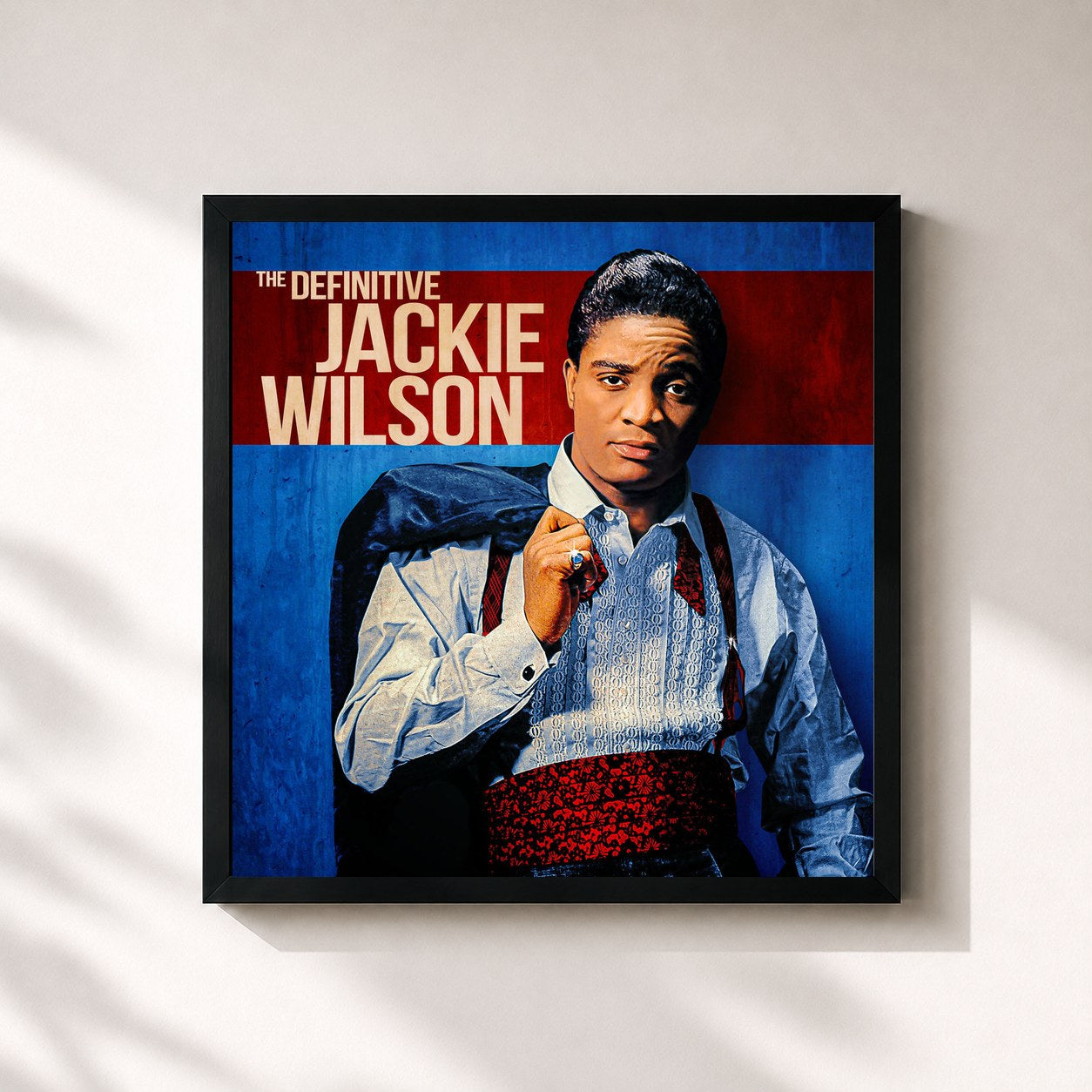 #noir Tableau carré de l'album The Definitive Jackie Wilson de Jackie Wilson, cadre noir 32x32 cm