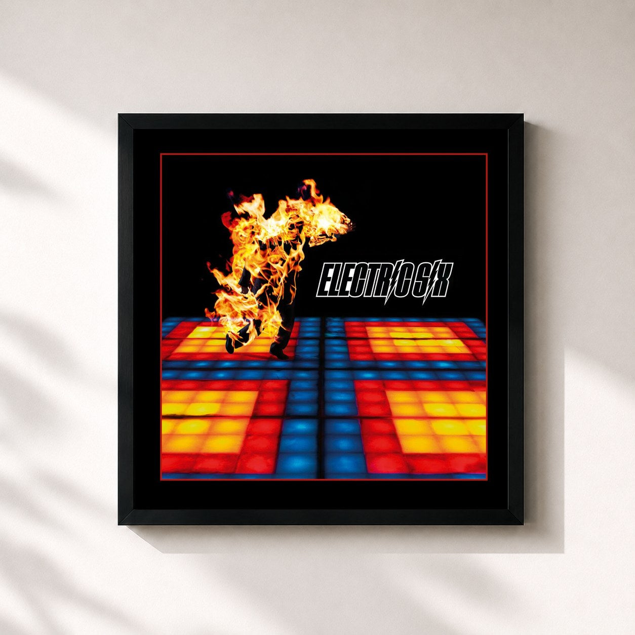 #noir Tableau carré de l'album Fire de Electric Six, cadre noir 32x32 cm