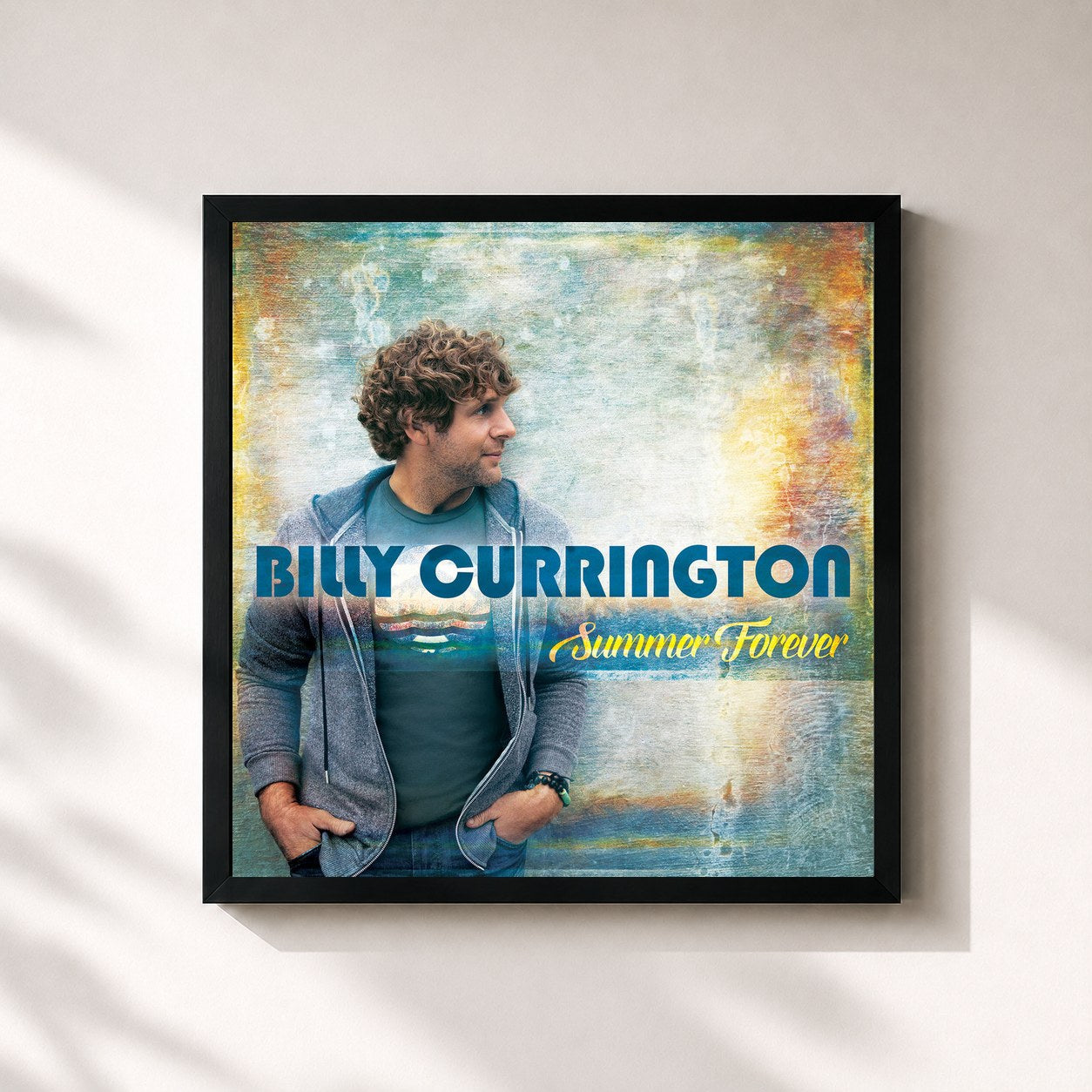 #noir Tableau carré de l'album Summer Forever de Billy Currington, cadre noir 32x32 cm