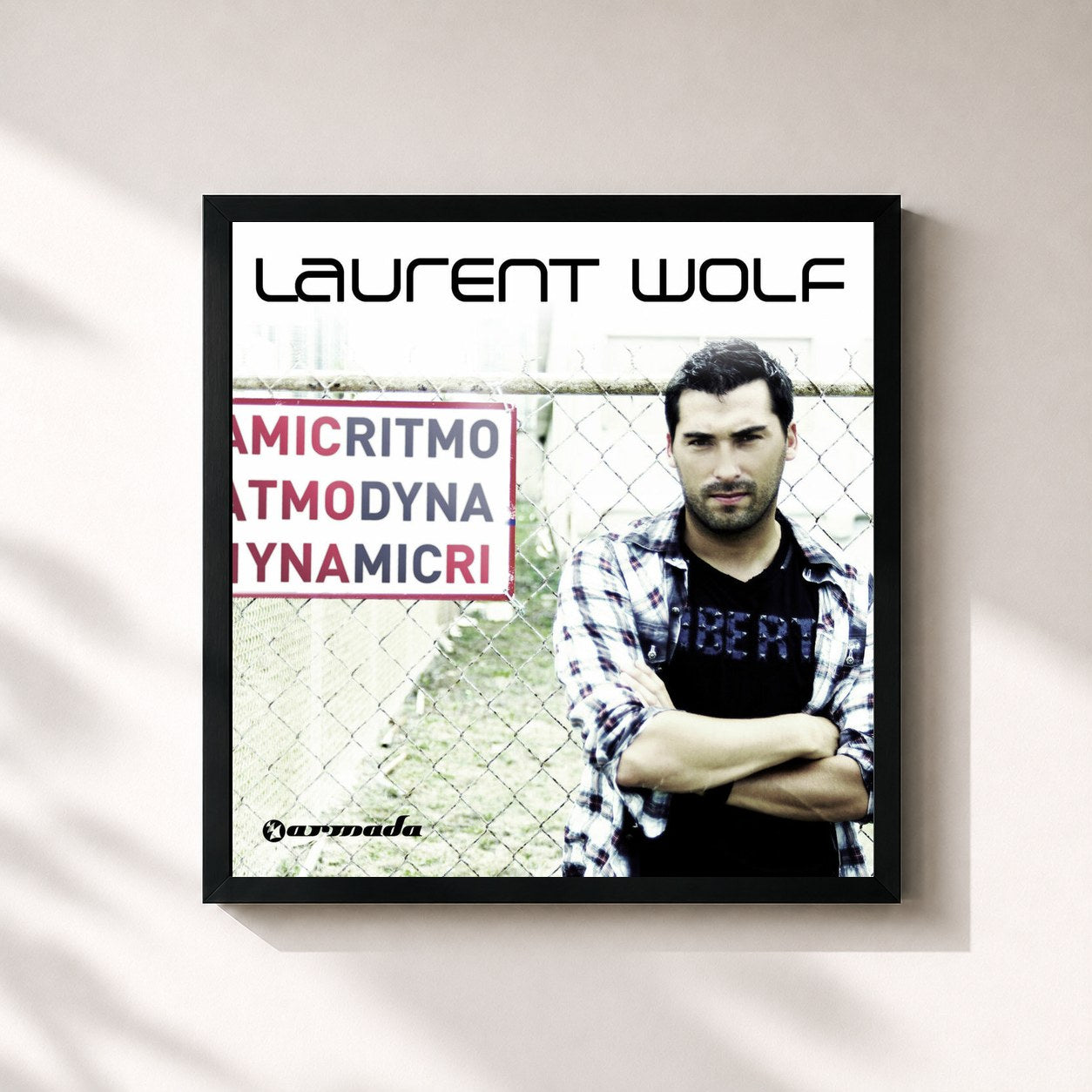 #noir Tableau carré de l'album Ritmo Dynamic (Unmixed Edits) de Laurent Wolf, cadre noir 32x32 cm