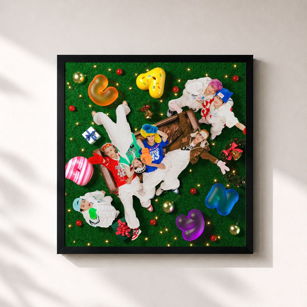 #noir Tableau carré de l'album Candy - Winter Special Mini Album de NCT DREAM, cadre noir 32x32 cm