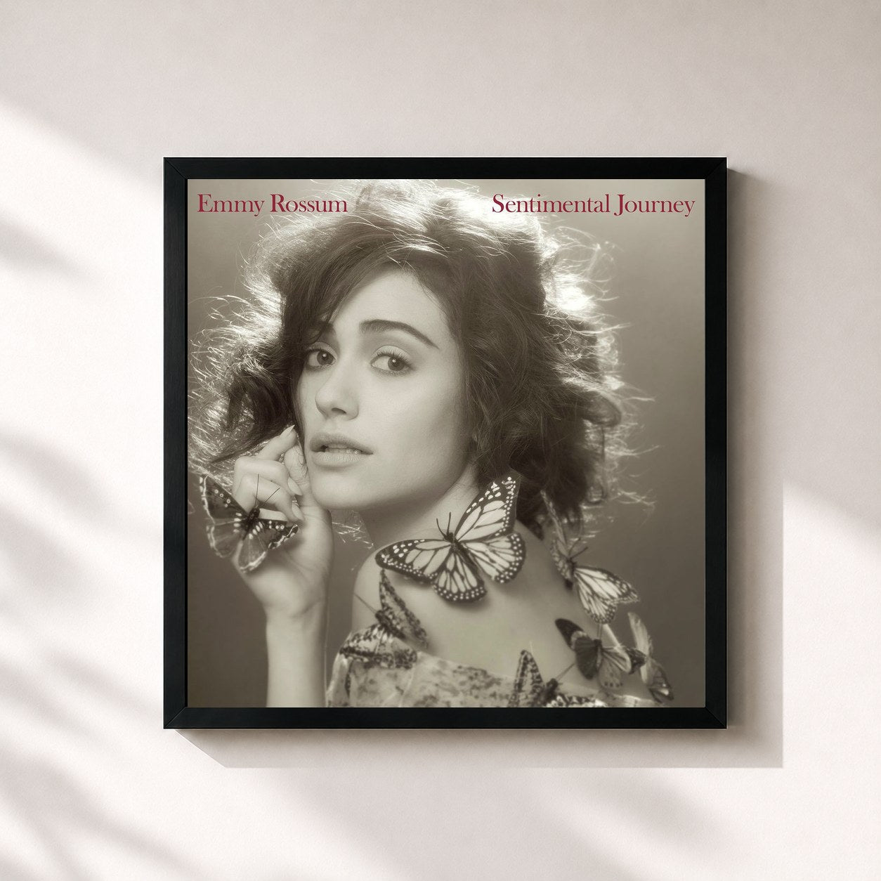 #noir Tableau carré de l'album Sentimental Journey de Emmy Rossum, cadre noir 32x32 cm