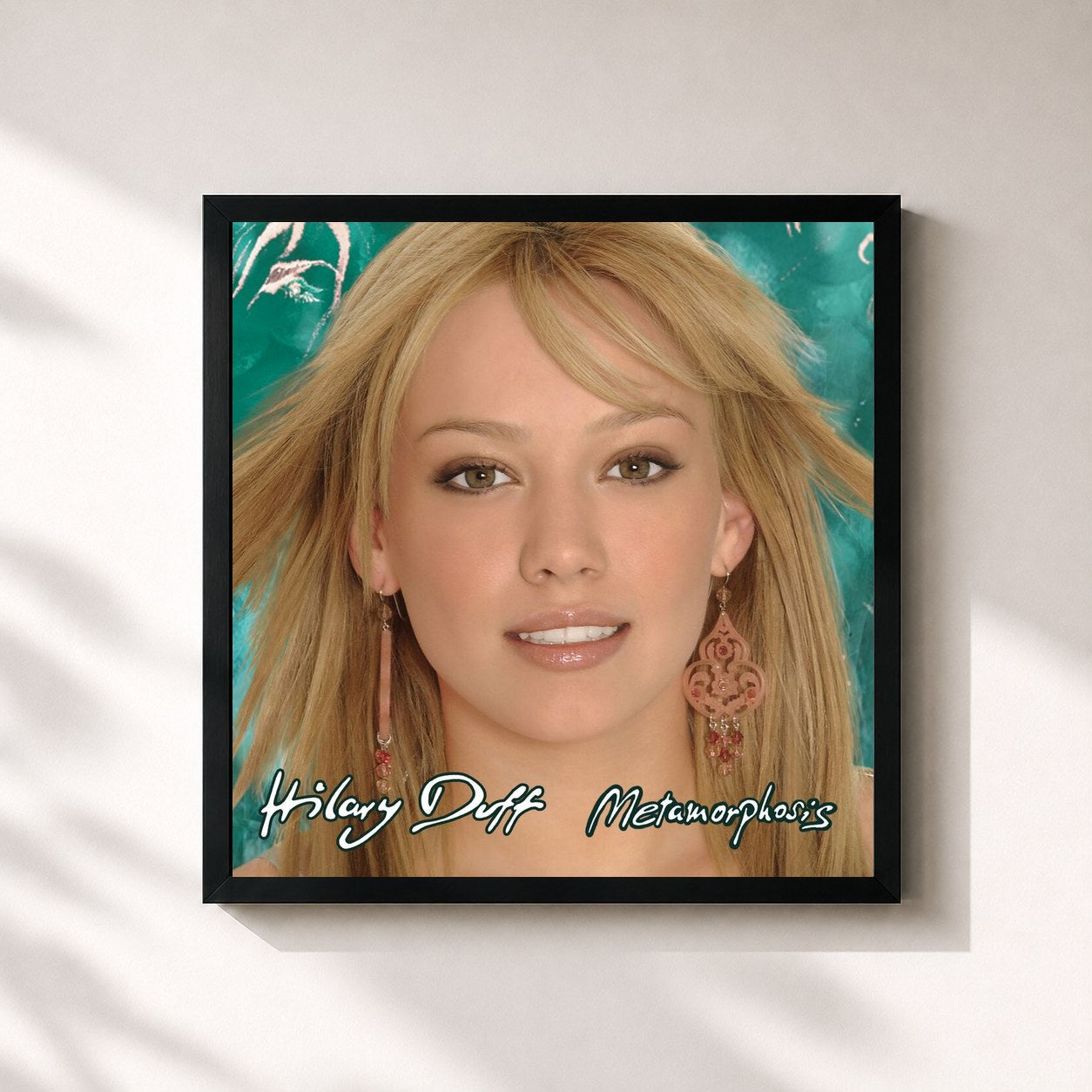 #noir Tableau carré de l'album Metamorphosis de Hilary Duff, cadre noir 32x32 cm