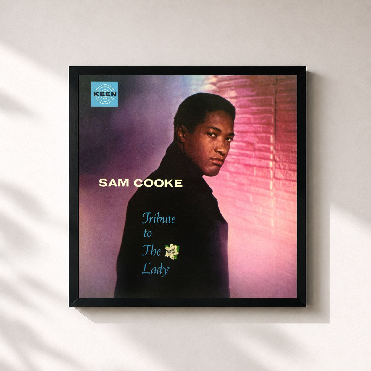 #noir Tableau carré de l'album Tribute To The Lady de Sam Cooke, cadre noir 32x32 cm
