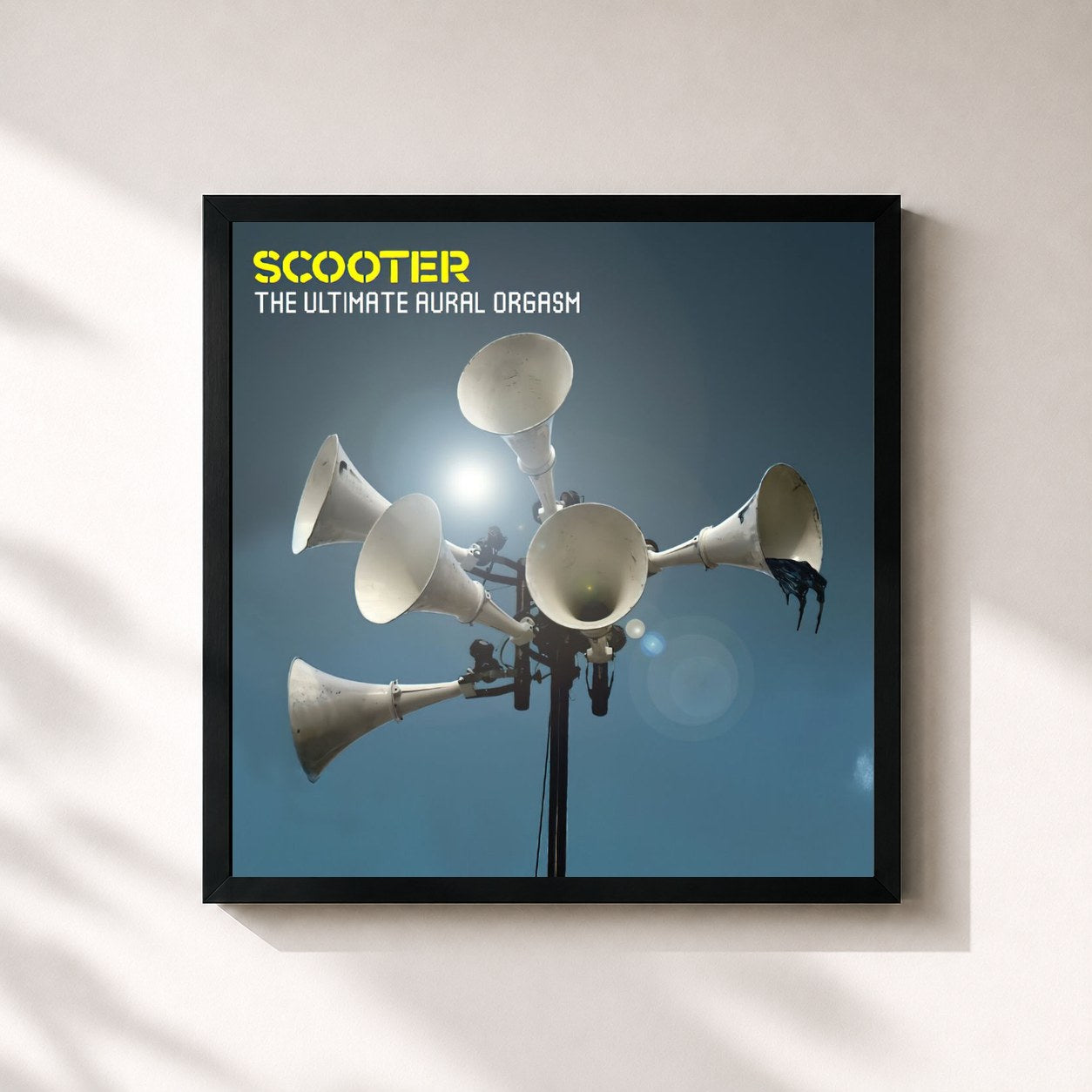 #noir Tableau carré de l'album The Ultimate Aural Orgasm de Scooter, cadre noir 32x32 cm