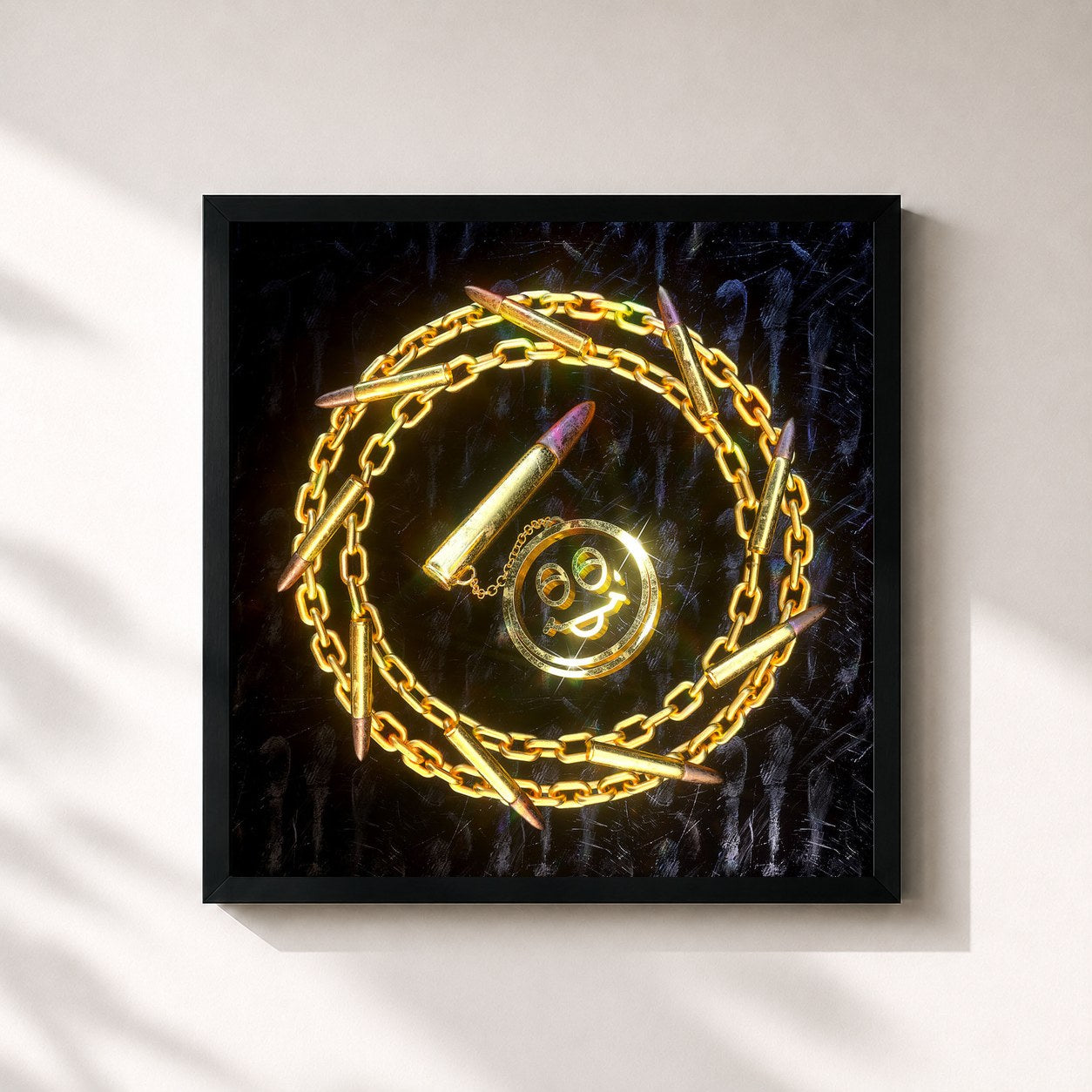 #noir Tableau carré de l'album 10 Bullets de Money Boy, cadre noir 32x32 cm