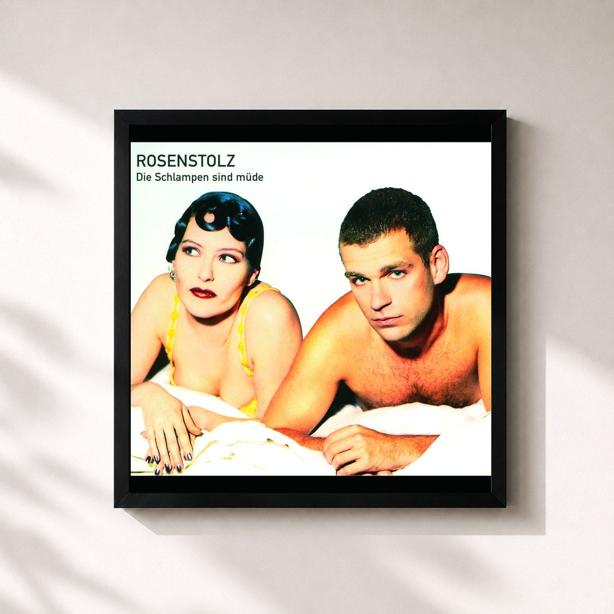 #noir Tableau carré de l'album Die Schlampen sind müde de Rosenstolz, cadre noir 32x32 cm