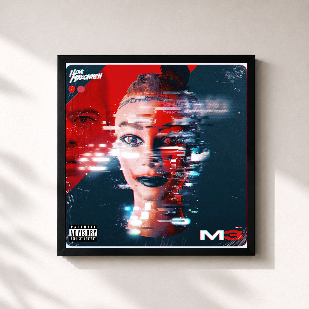 #noir Tableau carré de l'album M3 de ILoveMakonnen, cadre noir 32x32 cm