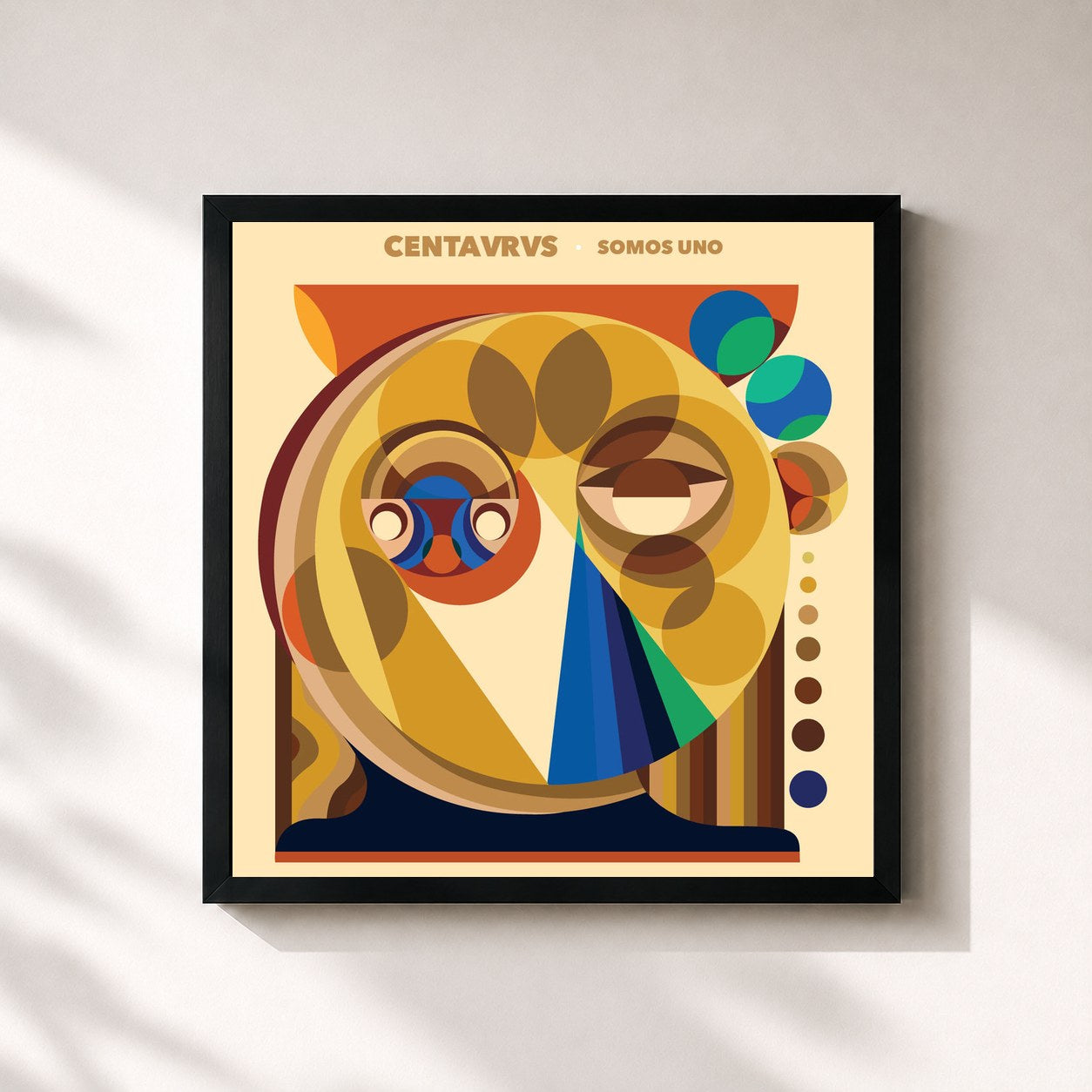 #noir Tableau carré de l'album Somos Uno de Centavrvs, cadre noir 32x32 cm