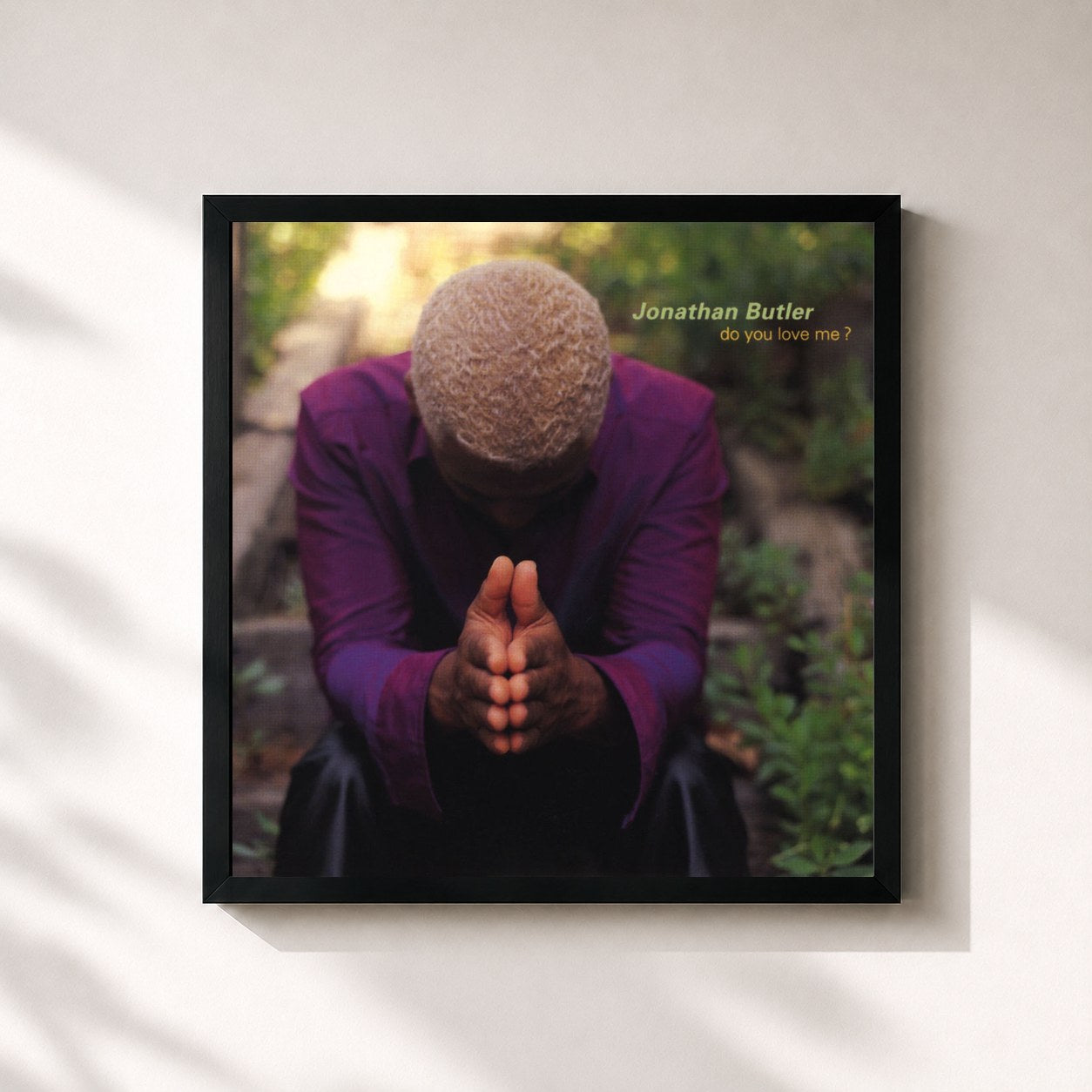 #noir Tableau carré de l'album Do You Love Me? de Jonathan Butler, cadre noir 32x32 cm