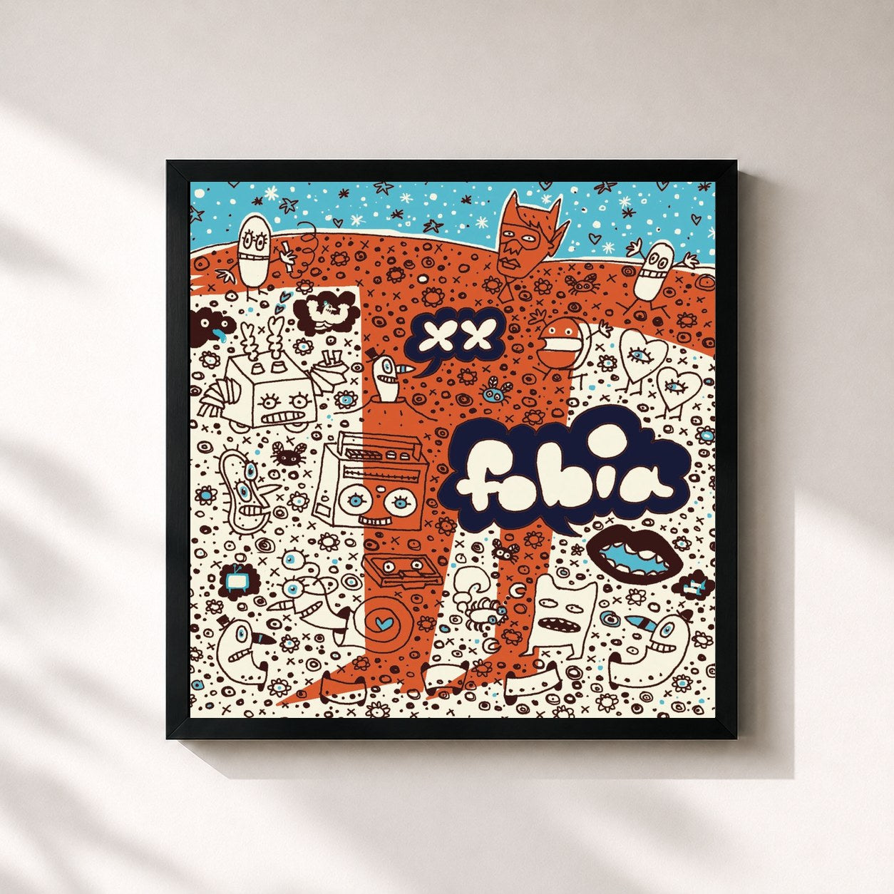 #noir Tableau carré de l'album Fobia - XX de Fobia, cadre noir 32x32 cm