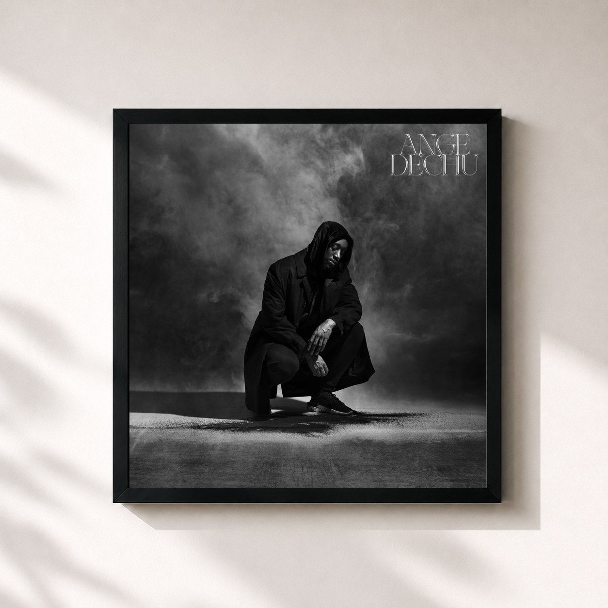#noir Tableau carré de l'album Ange déchu de Dabs, cadre noir 32x32 cm