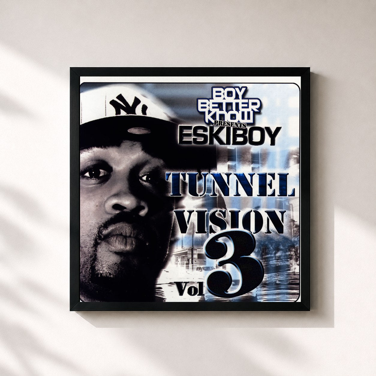 #noir Tableau carré de l'album Tunnel Vision Volume 3 de Wiley, cadre noir 32x32 cm