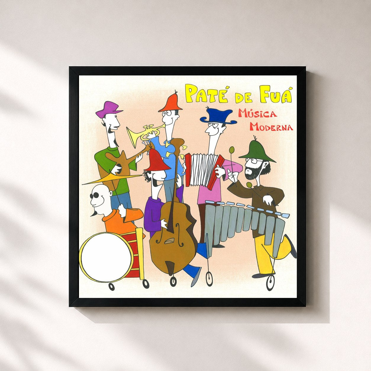 #noir Tableau carré de l'album Música Moderna de Paté de Fuá, cadre noir 32x32 cm