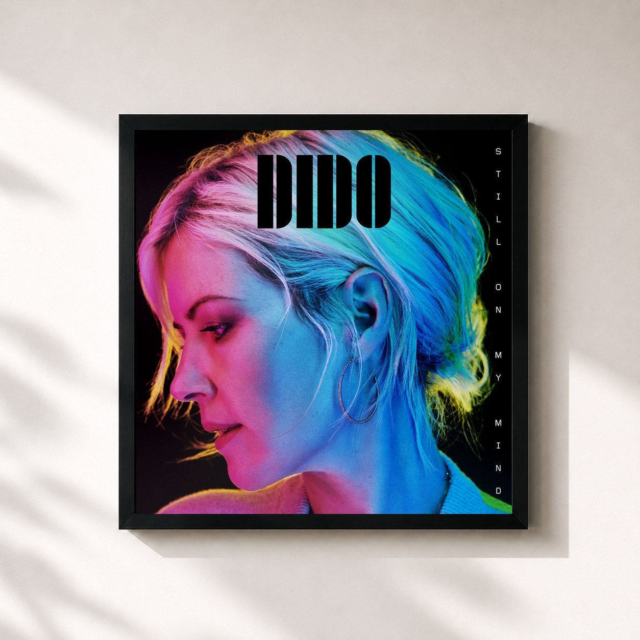 #noir Tableau carré de l'album Still on My Mind de Dido, cadre noir 32x32 cm