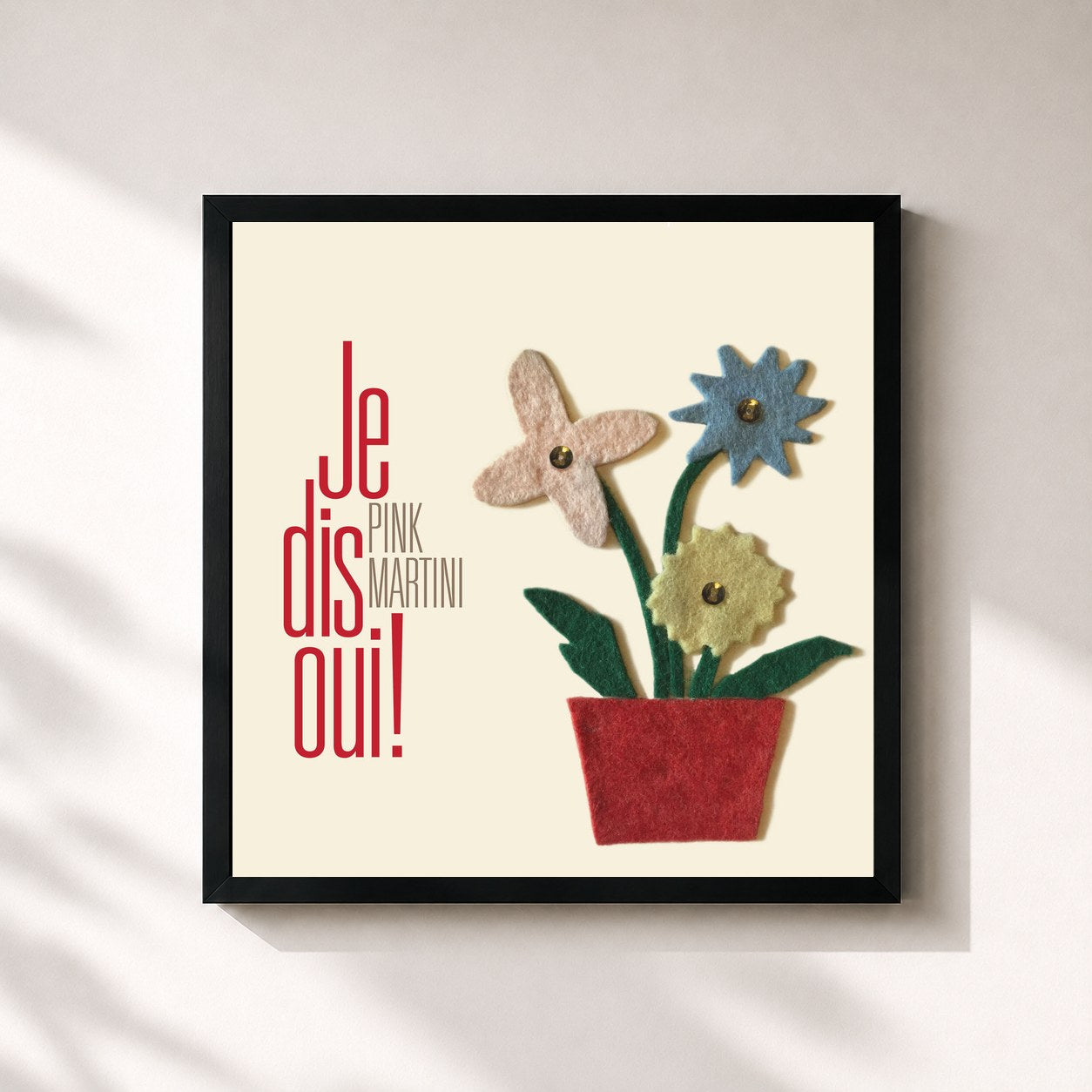#noir Tableau carré de l'album Je dis oui! de Pink Martini, cadre noir 32x32 cm